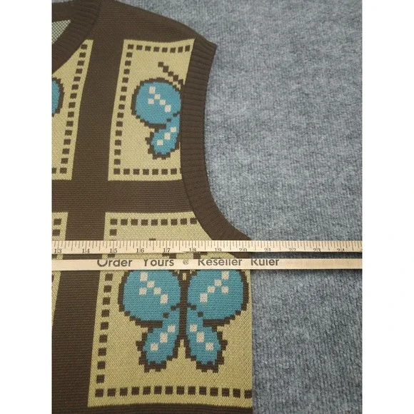 AWAKE NY Sweater Vest Adult Medium Knit Butterfly AOP Unisex Cotton Blend - Picture 9 of 10
